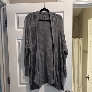 Gray Open-Front Knit Sweater